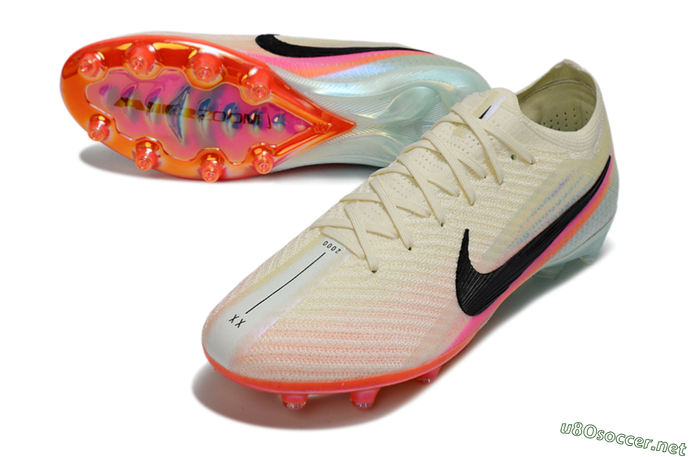 Men's Nike Air Zoom Mercurial Vapor 16 Elite AG Football Boots - Cream/Iridescent Orange/Turquoise Blue 3