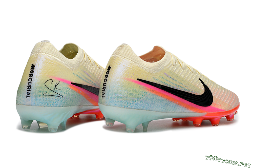 Men's Nike Air Zoom Mercurial Vapor 16 Elite AG Football Boots - Cream/Iridescent Orange/Turquoise Blue 6