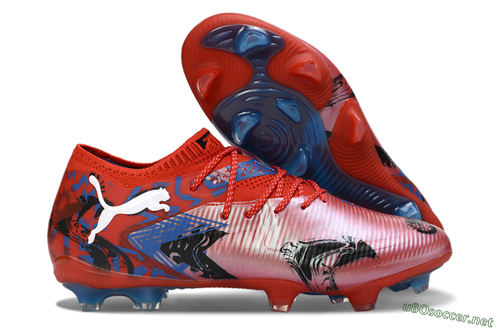 Men's Puma Future 8 Ultimate FG Football Boots - Red/Electric Blue/Fiery Red 2