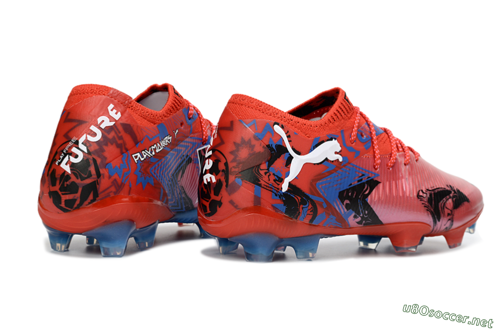 Men's Puma Future 8 Ultimate FG Football Boots - Red/Electric Blue/Fiery Red 6