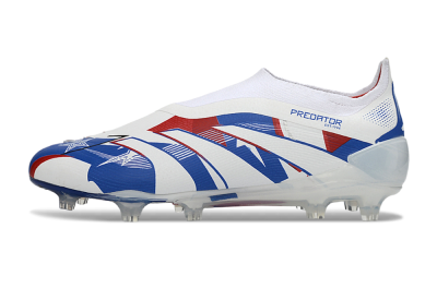 Unisex Adidas Predator 25 Elite Laceless FG Football Boots - White/Royal Blue/Fiery Red