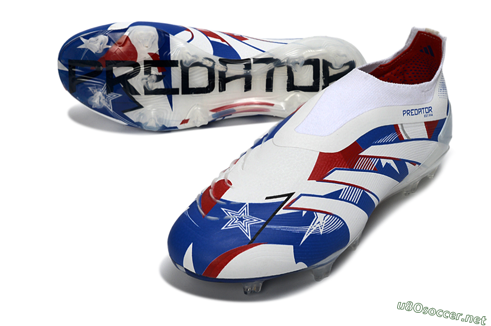 Unisex Adidas Predator 25 Elite Laceless FG Football Boots - White/Royal Blue/Fiery Red 3