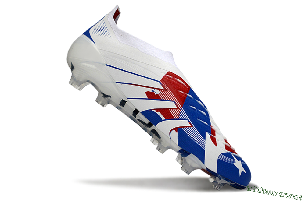 Unisex Adidas Predator 25 Elite Laceless FG Football Boots - White/Royal Blue/Fiery Red 4