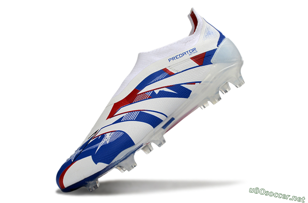Unisex Adidas Predator 25 Elite Laceless FG Football Boots - White/Royal Blue/Fiery Red 5