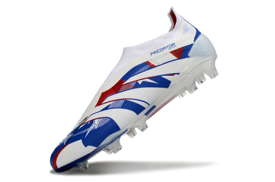 Unisex Adidas Predator 25 Elite Laceless FG Football Boots - White/Royal Blue/Fiery Red