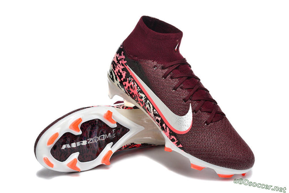 Men's Nike Air Zoom Mercurial Superfly 10 Elite FG Football Boots - Burgundy/Neon Pink/Black 4
