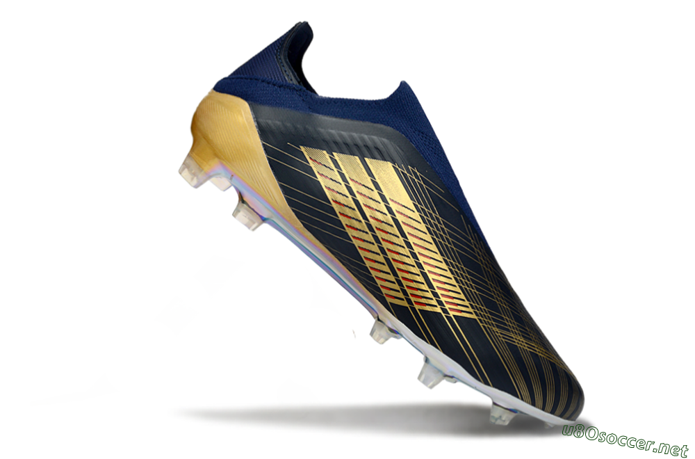 Men's Adidas F50 Elite Laceless FG Football Boots - Navy/Gold Metallic/Dazzling Rainbow 4