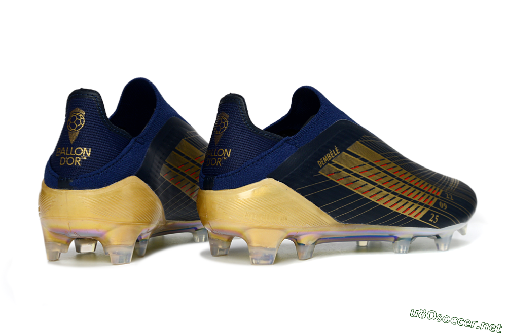 Men's Adidas F50 Elite Laceless FG Football Boots - Navy/Gold Metallic/Dazzling Rainbow 6