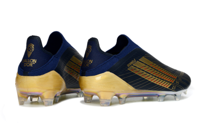 Men's Adidas F50 Elite Laceless FG Football Boots - Navy/Gold Metallic/Dazzling Rainbow