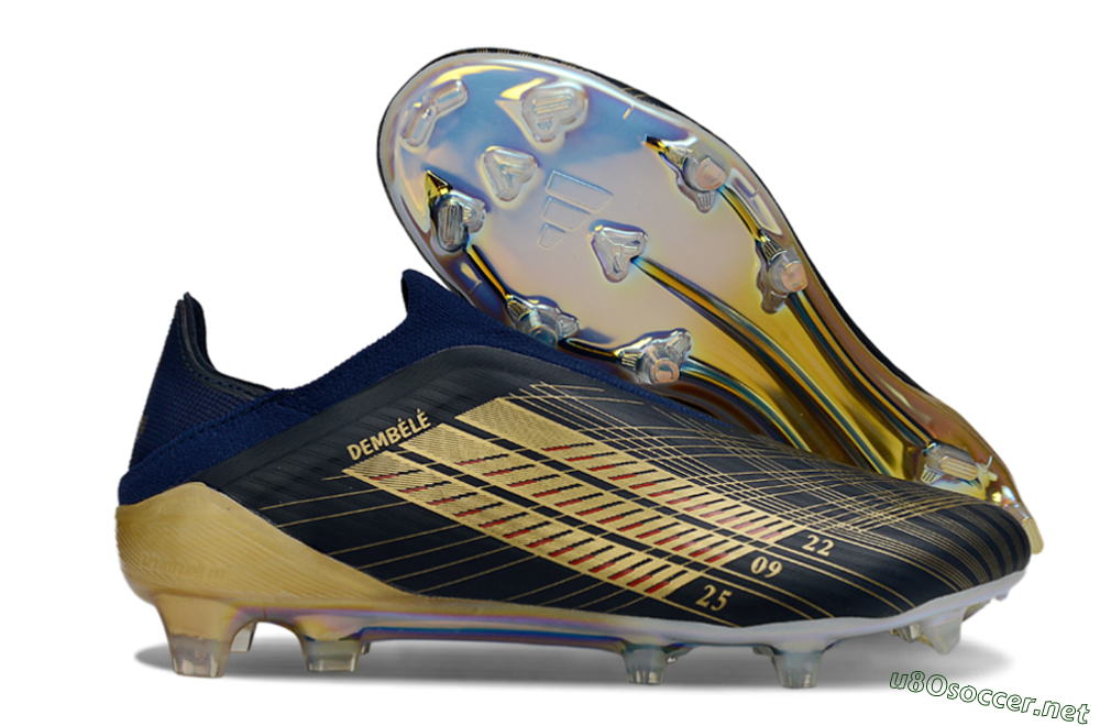 Men's Adidas F50 Elite Laceless FG Football Boots - Navy/Gold Metallic/Dazzling Rainbow 2