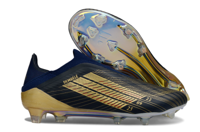 Men's Adidas F50 Elite Laceless FG Football Boots - Navy/Gold Metallic/Dazzling Rainbow