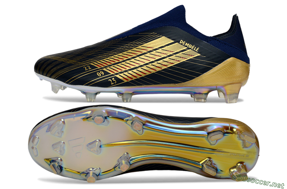 Men's Adidas F50 Elite Laceless FG Football Boots - Navy/Gold Metallic/Dazzling Rainbow 1