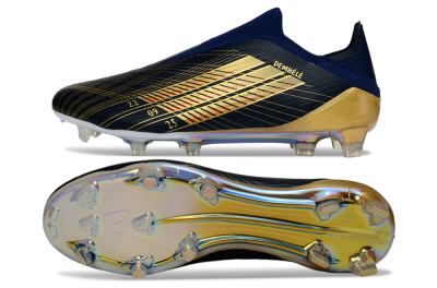Men's Adidas F50 Elite Laceless FG Football Boots - Navy/Gold Metallic/Dazzling Rainbow
