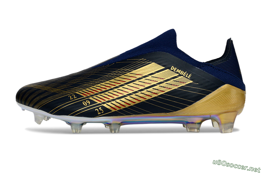 Men's Adidas F50 Elite Laceless FG Football Boots - Navy/Gold Metallic/Dazzling Rainbow 0