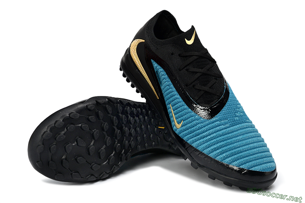 Men's Nike Phantom 6 Low Elite TF Football Shoes - Teal/Midnight Black/Metallic Gold 3