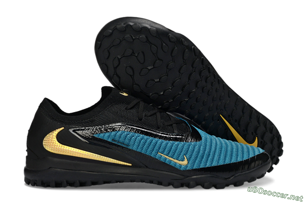 Men's Nike Phantom 6 Low Elite TF Football Shoes - Teal/Midnight Black/Metallic Gold 2