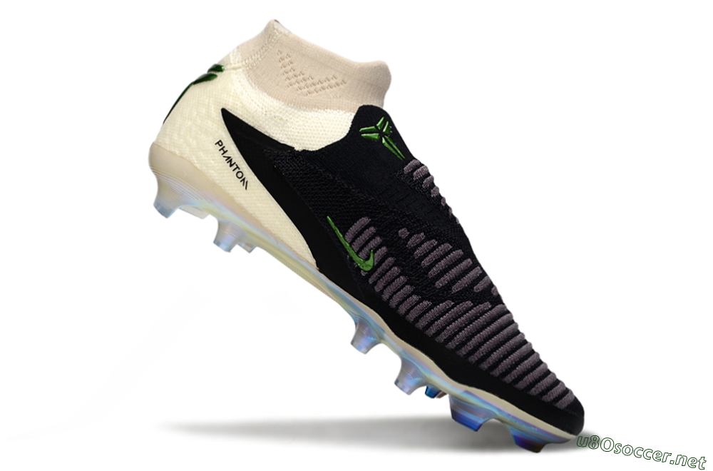 Men's Nike Phantom 6 High Elite FG Football Boots - Black/Electric Green/Beige 4
