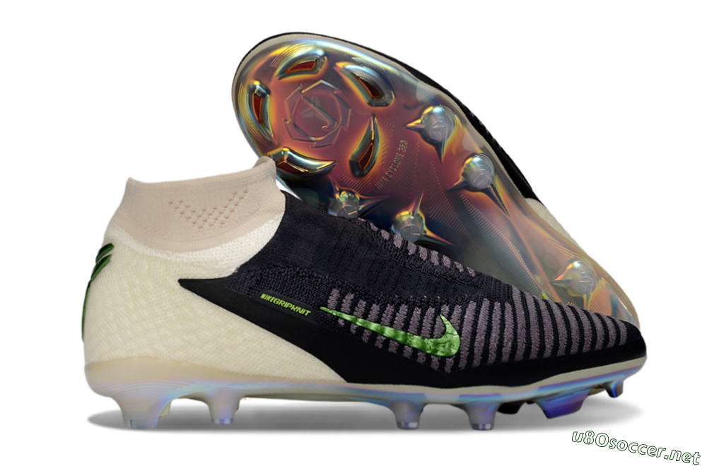 Men's Nike Phantom 6 High Elite FG Football Boots - Black/Electric Green/Beige 2