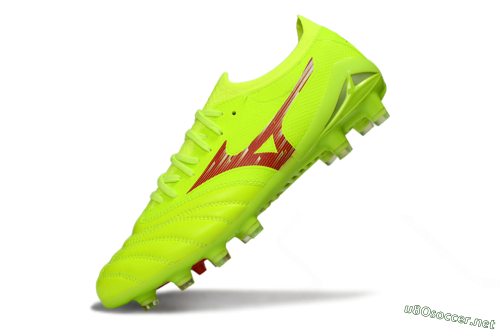 Men's Mizuno Morelia Neo 4 FG Football Boots - Lime/Electric Green/Crimson Red 5