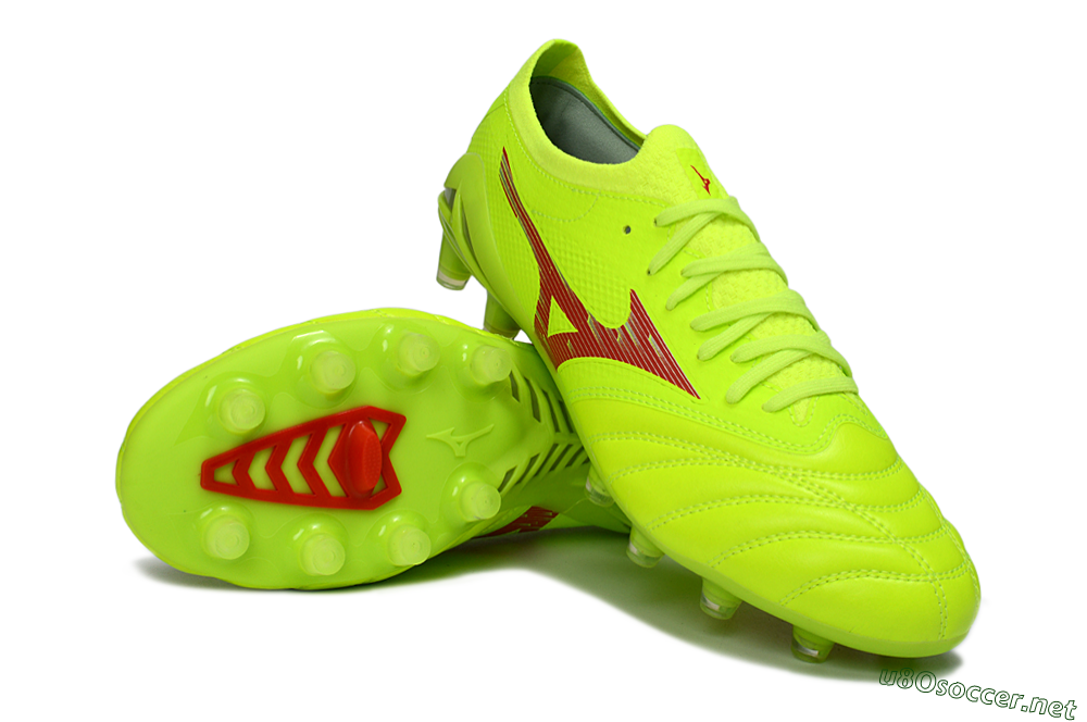Men's Mizuno Morelia Neo 4 FG Football Boots - Lime/Electric Green/Crimson Red 3