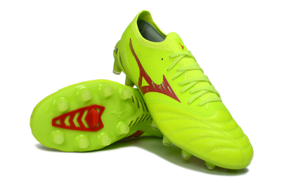 Men's Mizuno Morelia Neo 4 FG Football Boots - Lime/Electric Green/Crimson Red