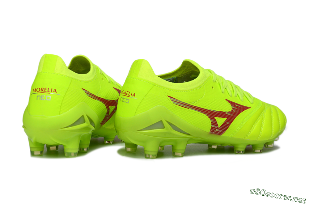 Men's Mizuno Morelia Neo 4 FG Football Boots - Lime/Electric Green/Crimson Red 6