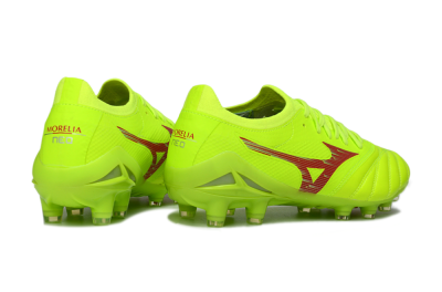 Men's Mizuno Morelia Neo 4 FG Football Boots - Lime/Electric Green/Crimson Red