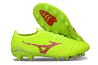 Men's Mizuno Morelia Neo 4 FG Football Boots - Lime/Electric Green/Crimson Red