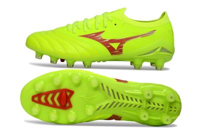Men's Mizuno Morelia Neo 4 FG Football Boots - Lime/Electric Green/Crimson Red