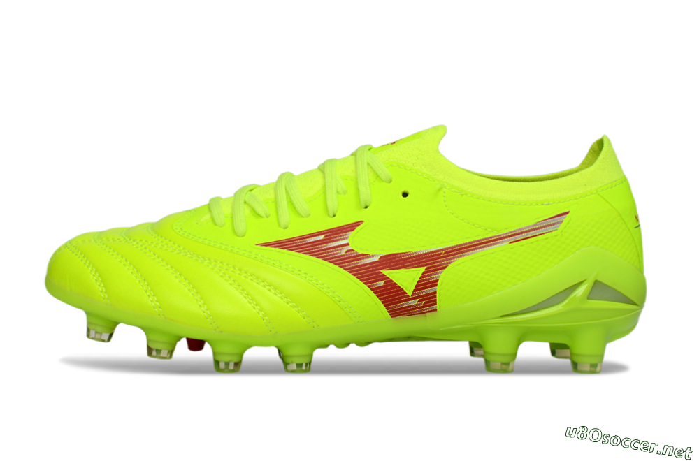 Men's Mizuno Morelia Neo 4 FG Football Boots - Lime/Electric Green/Crimson Red 0