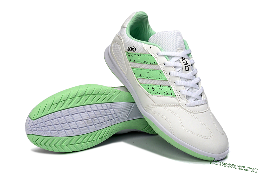 Men's Adidas Top Sala IC Football Shoes - White/Fresh Green/Classic White 3