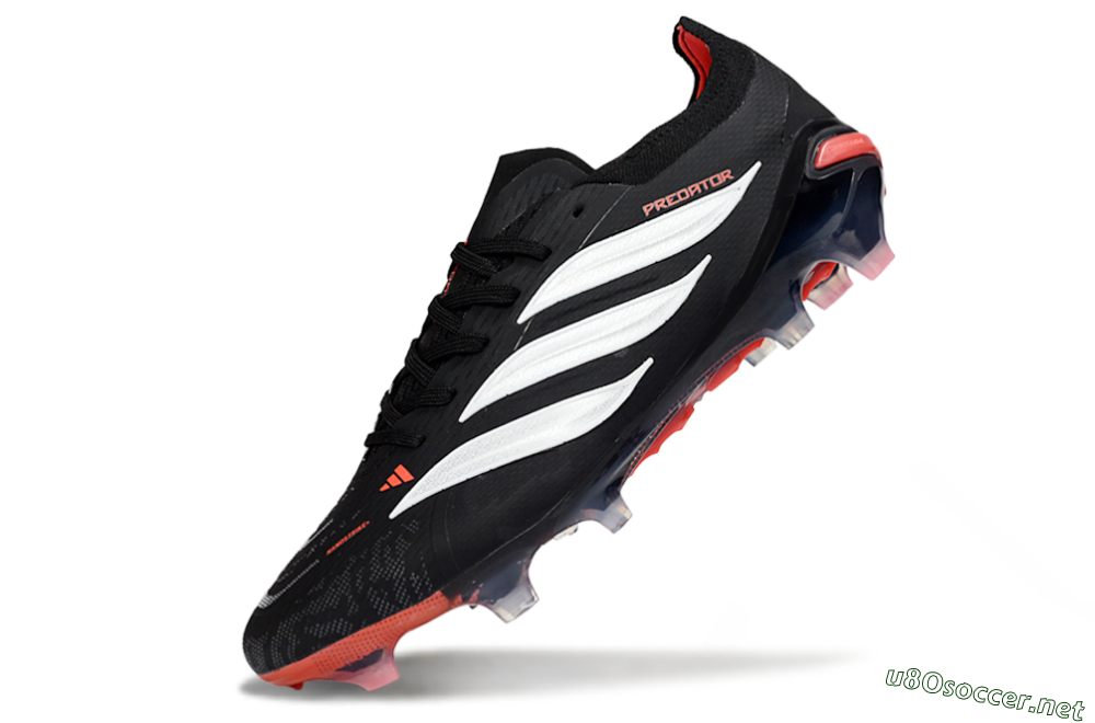 Men's Adidas Predator 26 Elite FG Football Boots - Black/Crimson Blaze/Stealth White 5