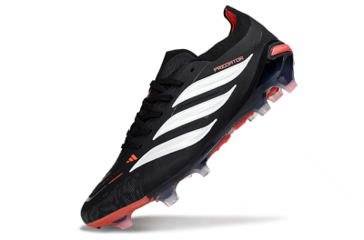 Men's Adidas Predator 26 Elite FG Football Boots - Black/Crimson Blaze/Stealth White