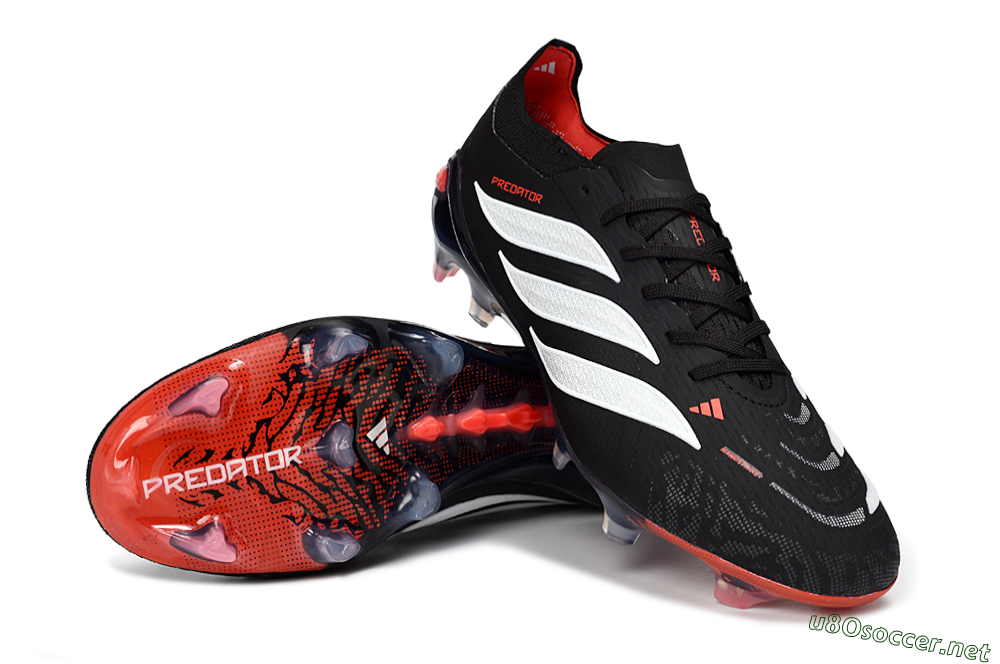 Men's Adidas Predator 26 Elite FG Football Boots - Black/Crimson Blaze/Stealth White 3