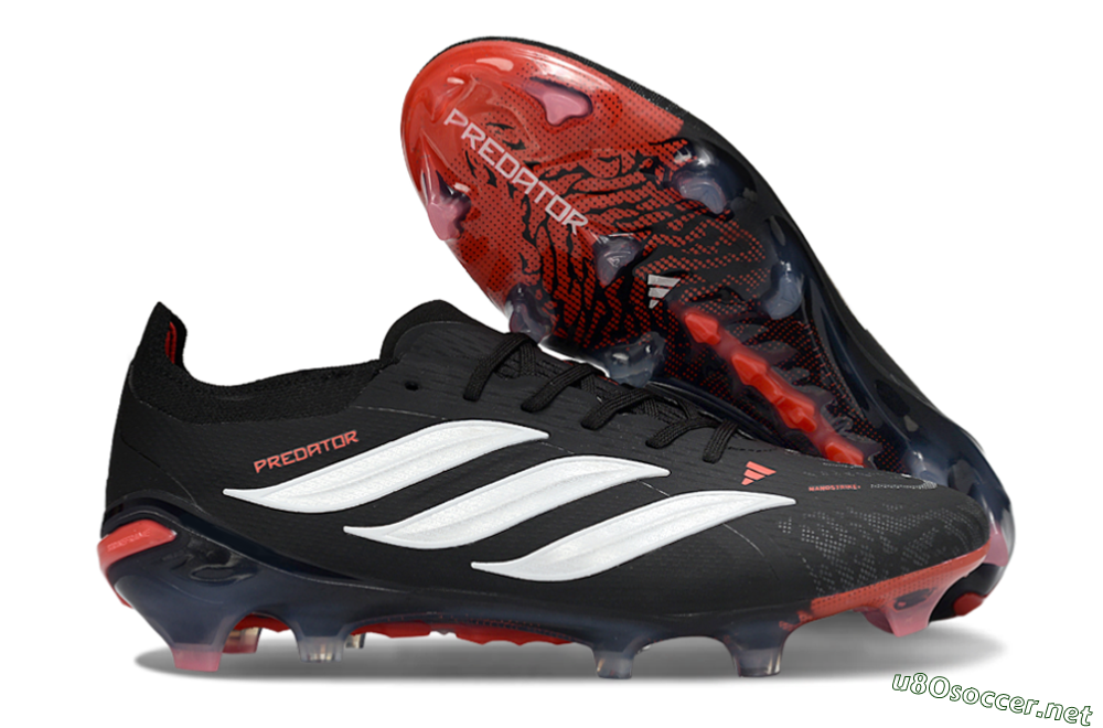 Men's Adidas Predator 26 Elite FG Football Boots - Black/Crimson Blaze/Stealth White 2