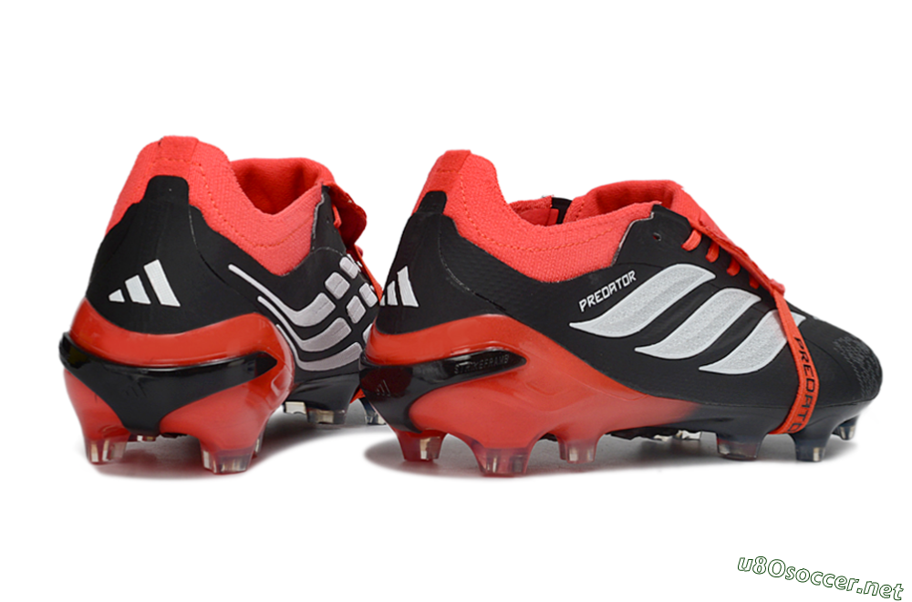 Unisex Adidas Predator 26 Elite Fold-Over Tongue FG Football Boots - Black/Crimson Red/Metallic Silver 6