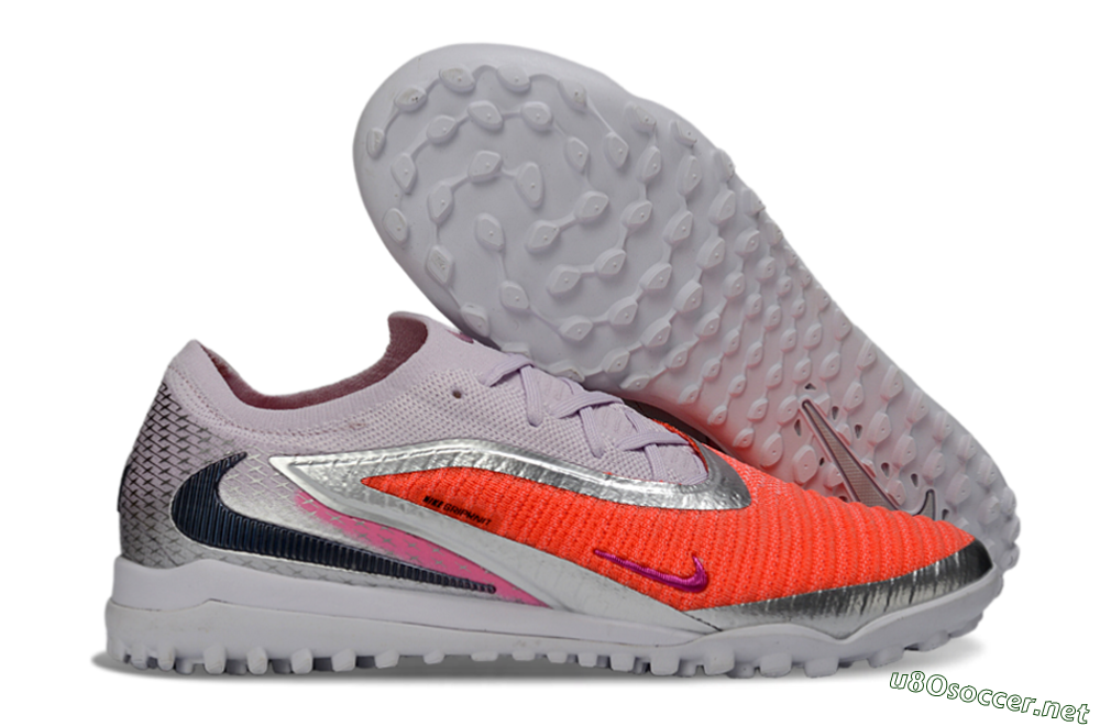 Unisex Nike Phantom 6 Low Elite TF Football Shoes - Orange/Fuchsia Pink/Silver Grey 2