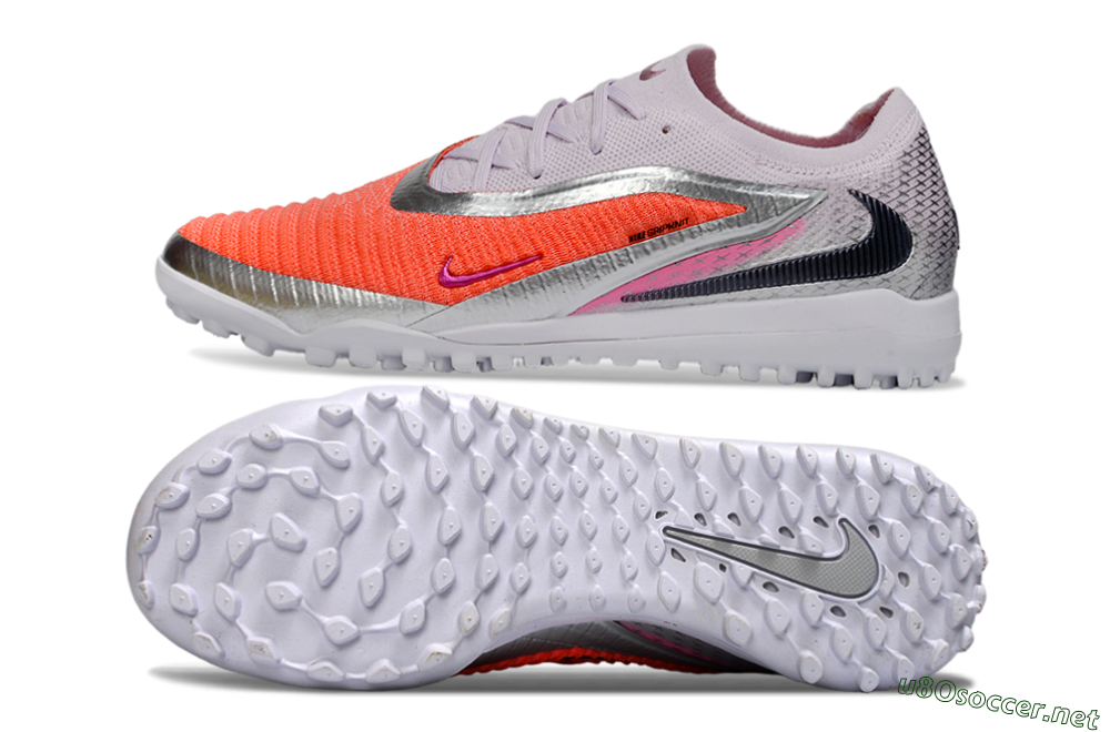 Unisex Nike Phantom 6 Low Elite TF Football Shoes - Orange/Fuchsia Pink/Silver Grey 1