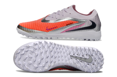 Unisex Nike Phantom 6 Low Elite TF Football Shoes - Orange/Fuchsia Pink/Silver Grey
