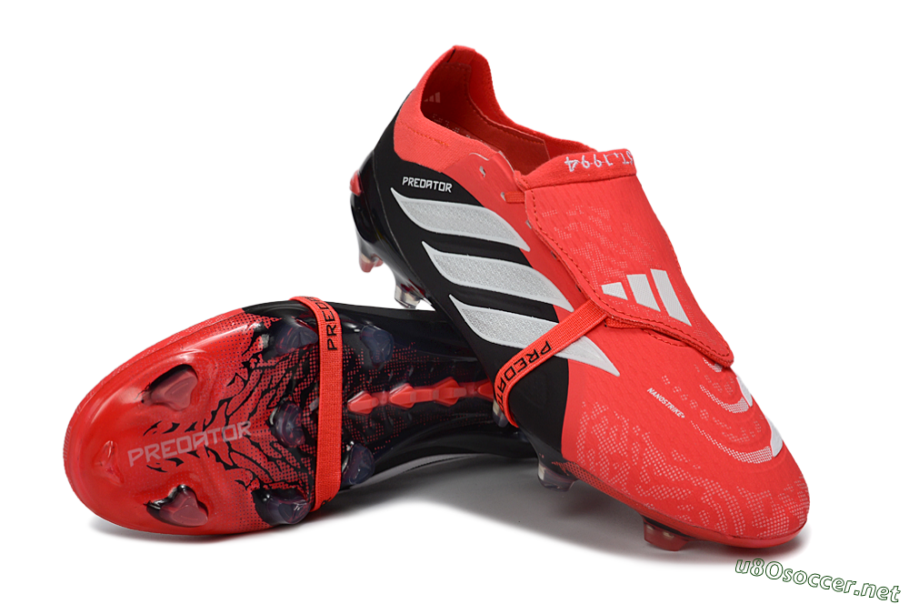 Unisex Adidas Predator 26 Elite Fold-Over Tongue FG Football Boots - Red/Fiery Red/Graphite Black 3