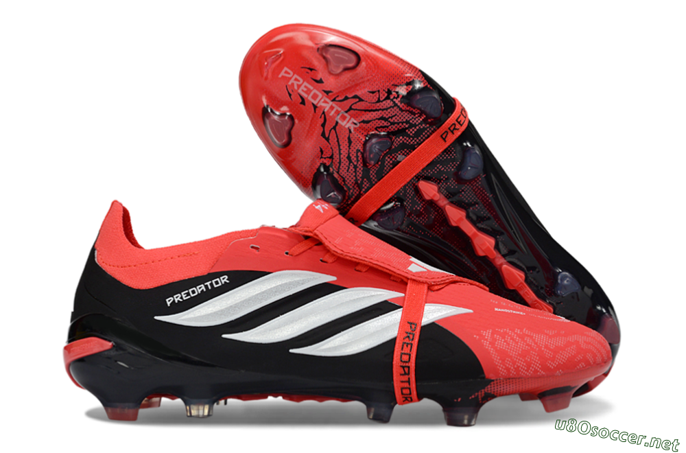 Unisex Adidas Predator 26 Elite Fold-Over Tongue FG Football Boots - Red/Fiery Red/Graphite Black 2