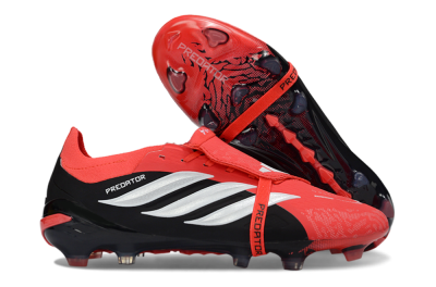 Unisex Adidas Predator 26 Elite Fold-Over Tongue FG Football Boots - Red/Fiery Red/Graphite Black