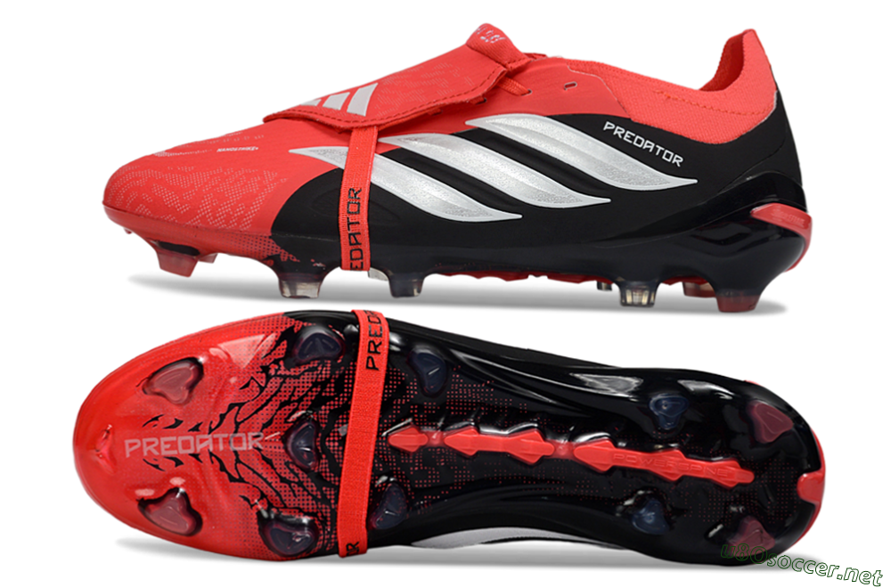 Unisex Adidas Predator 26 Elite Fold-Over Tongue FG Football Boots - Red/Fiery Red/Graphite Black 1