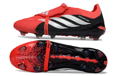 Unisex Adidas Predator 26 Elite Fold-Over Tongue FG Football Boots - Red/Fiery Red/Graphite Black