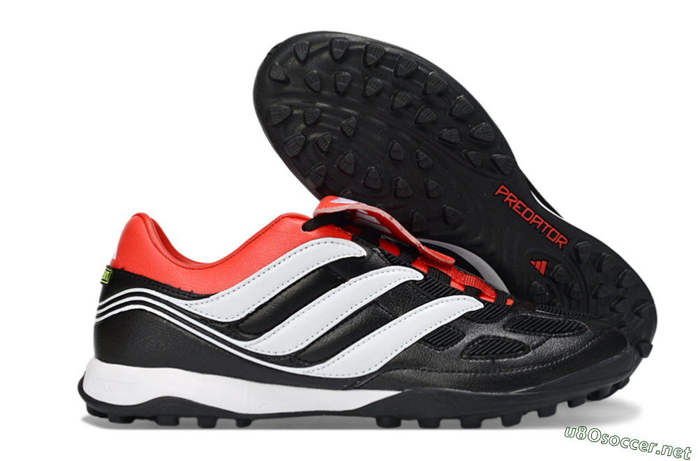 Men's Adidas Predator 26 Elite Fold-Over Tongue TF Football Shoes - Black/Vibrant Red/Soft White 2