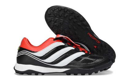 Men's Adidas Predator 26 Elite Fold-Over Tongue TF Football Shoes - Black/Vibrant Red/Soft White