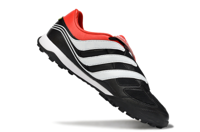 Men's Adidas Predator 26 Elite Fold-Over Tongue TF Football Shoes - Black/Vibrant Red/Soft White