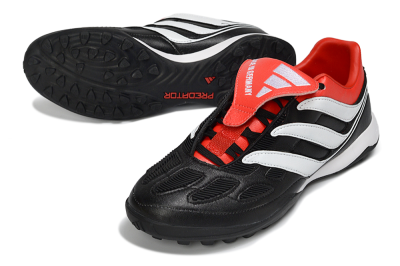 Men's Adidas Predator 26 Elite Fold-Over Tongue TF Football Shoes - Black/Vibrant Red/Soft White