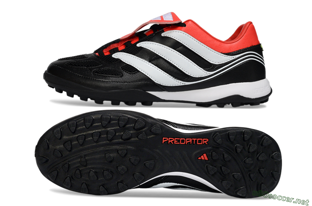 Men's Adidas Predator 26 Elite Fold-Over Tongue TF Football Shoes - Black/Vibrant Red/Soft White 1