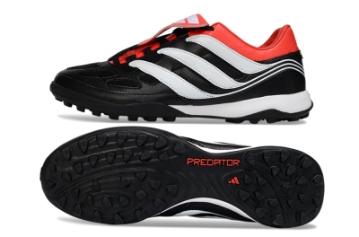 Men's Adidas Predator 26 Elite Fold-Over Tongue TF Football Shoes - Black/Vibrant Red/Soft White